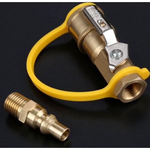 1/4" Quick Connect Kit Shutoff Valve & Full Flow Male Plug for Propane Gas