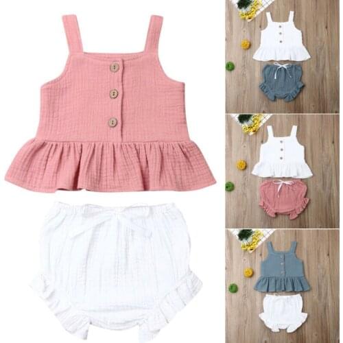 2PCS Summer Baby Girl Off Shoulder Crop Top Striped Short Pants Outfit Clothes