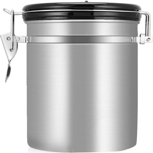 Coffee Flour Sugar Stainless Steel Container Dili Kitchen Storage Canister Vacuum Co2 Valve Airtight Coffee Container Storage Ca