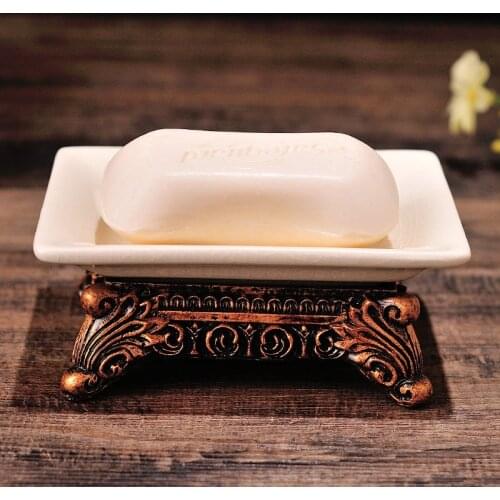 Creative European style Retro ceramics Drain Soap Box Soap tray Soap dish bathroom gadgets Bathroom accessories