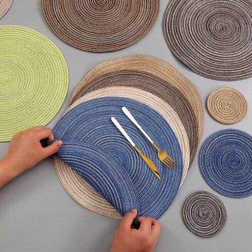 Cotton Yarn Round Table mat Waterproof Dining Tableware Mat Non-Slip Napkin Bowl Pads Drink Cup Coasters Kitchen Accessories