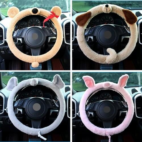 Cartoon steering wheel car covers case protector auto accessories pig elephant dog cute shape car wheel cover skin holder 38cm