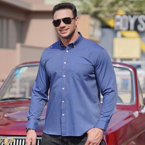 2021 Spring New Mens Oversize Thin Denim Shirt Business Casual Four Seasons Extra-large Size Top Male Brand Shirts 8XL 9XL 10XL