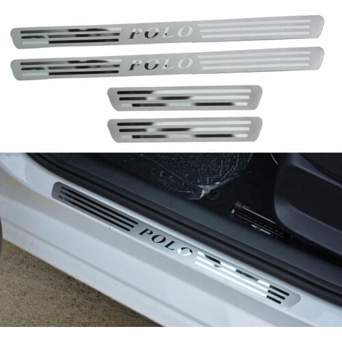 Auto Door Sill Scuff Plate Guard Threshold Kick Pedal Sill Trim Car Accessories For VOLKSWAGEN VW POLO 2011 2012 2013-2017 2018