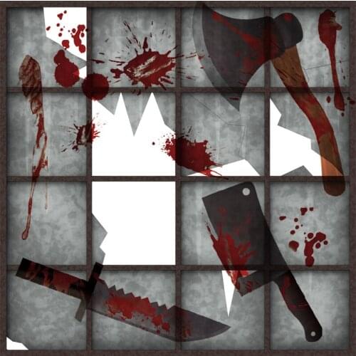 Halloween Stickers Bathroom Stickers Blood Handprints FootPrints Knife Axe Scissors Removable Glass Wall Stickers For Holiday