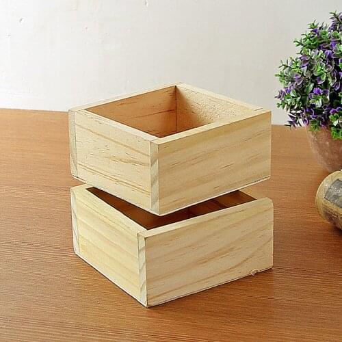 Desktop storage box flowerpot Retro Style Wooden Succulent Plants Square Flower Pot Garden Handmade Planting