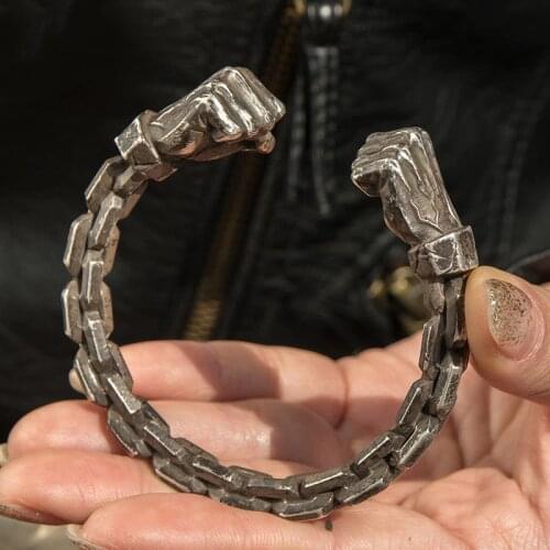 Real 100% 999 Sterling Silver color fist Power Mens Heavy Bangle retro Thai silver handmade Bangle Cuff Bracelet Jewelry Gifts