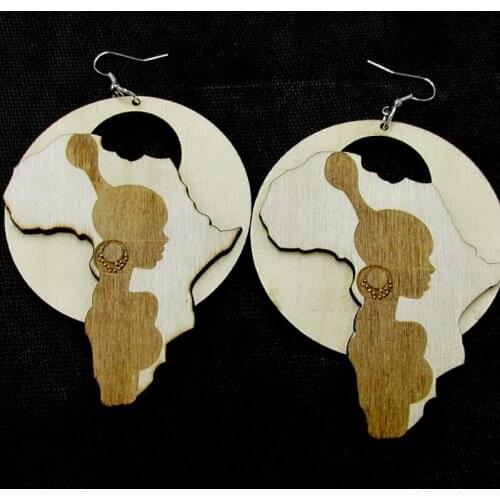 Newest African Girl Wooden earrings