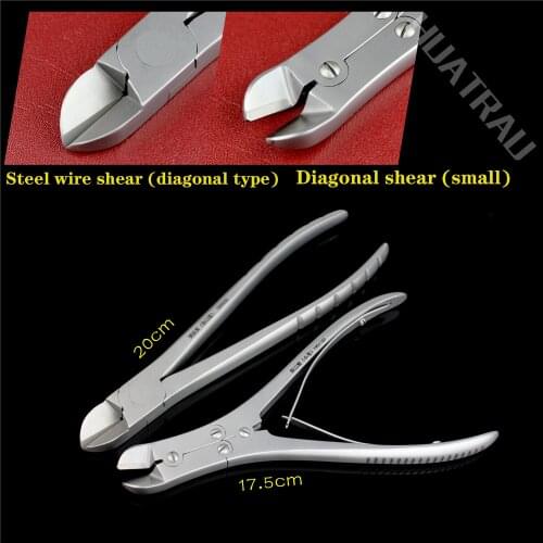 Small animal orthopedic instruments medical steel wire scissors double joint insert oblique mouth scissors steel needle Kirschne