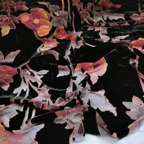 Dress Flocked Poney Fabric DIY Rayon Velvet Fabric burn out qualified shirt Wedding Dress Decoration Material 1 Yard