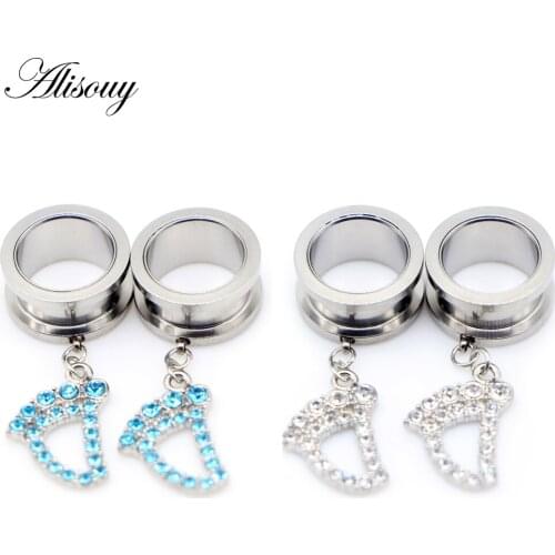 Alisouy 2PCS Stainless Steel Ear Gauges Tunnels And Plugs Steel 6-25mm Ear Plugs Stretcher Expander Dilatacion Oreja Jewelry