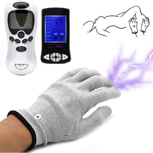Sex Games Electric Shock Pulse Massage Gloves Finger Touch Numb Stimulate Climax Glove Masturbator Sex Toys Exotic Accessories