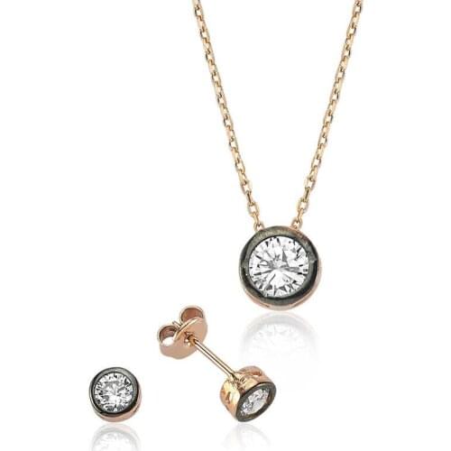 Silver Round Solitaire Women 'S Set