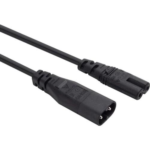 IEC 60320 C8 Plug to C7 Receptacle Male to Female Extension Power Supply Main Adapter Cable