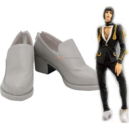 Bruno Bucciarati Shoes Cosplay JoJos Bizarre Adventure Bruno Bucciarati Cosplay Shoes Grey Boots Custom Made Unisex