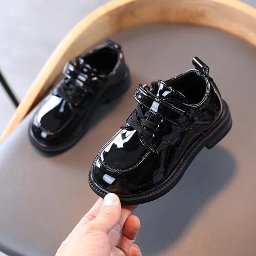 Princess Shoes For Little Girls School Dress Patent Leather Kids Party Wedding Child Shoes Black 2 3 4 5 6 7 8 9 10 11 12 Years