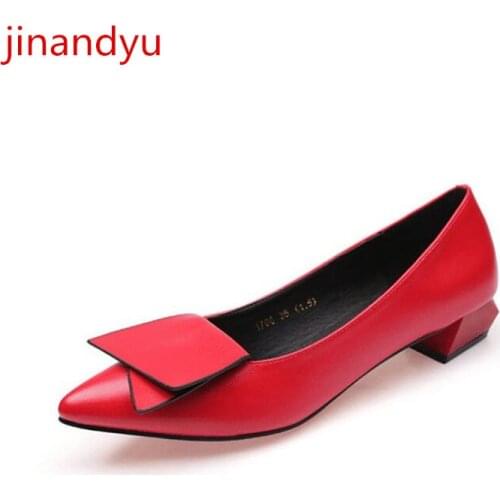 Pointed Low Heels Office Shoes for Women Heels Wedding Ladies Black Red White Heels Loafers for Women Zapato Elegante De Mujer