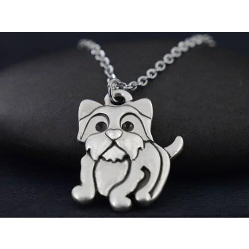 Vintage Cute Yorkshire Terrier Dog Pendant & Necklaces Boho Retro Yorkie Dog Charms Long Chain Necklaces For Women Men Jewelry