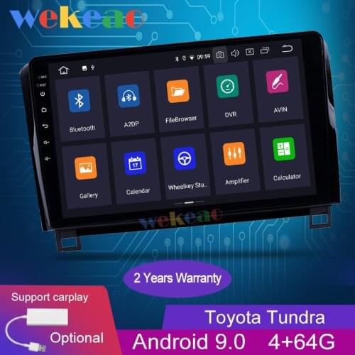 Wekeao Touch Screen 10.1'' 1 din Android 9.0 Car Radio For Toyota Tundra Sequoia Car Dvd Player Auto GPS Navigation 2008-2017 4G