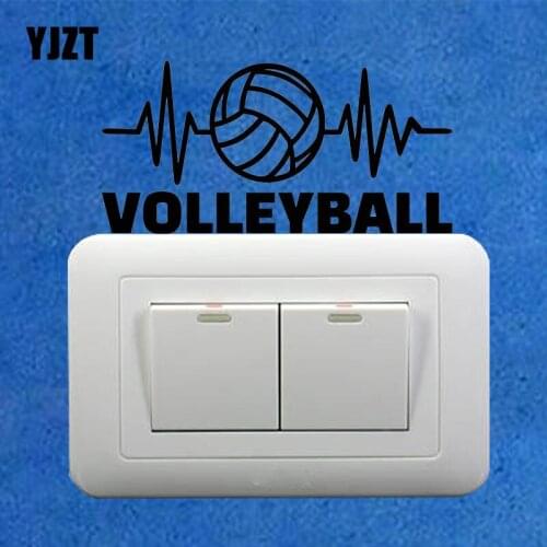 YJZT Volleyball Game Sport Ball Logo Signboard Wall Sticker Home Bedroom Switch Decal Black 8SS2162