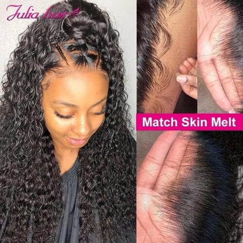 Julia Malaysian Curly 5x5 HD Lace Closure Wig Pre Plucked 13x4 Lace Front Human Hair Wigs Jerry Curly Closure Wig with Baby Hair