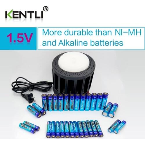 KENTLI Ultra low self-discharge 16-slot polymer li-ion lithium batteries charger + 16 pcs PLIB li-ionAA / AAA battery