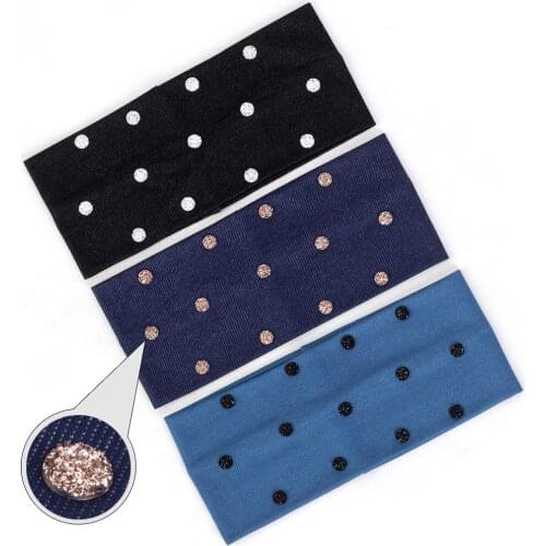 Female Elastic Denim Hairband Rhinestones Accessories Shine Stones Headband For Women Girls Cotton Turban Fashion Flat Hair Band