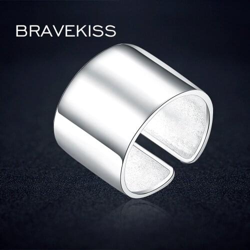 BEAVEKISS Big Punk 925 Sterling Silver Adjustable Wide Ring Finger Unisex Women Sample Open Ring Band Bijoux Jewelry BLR0329