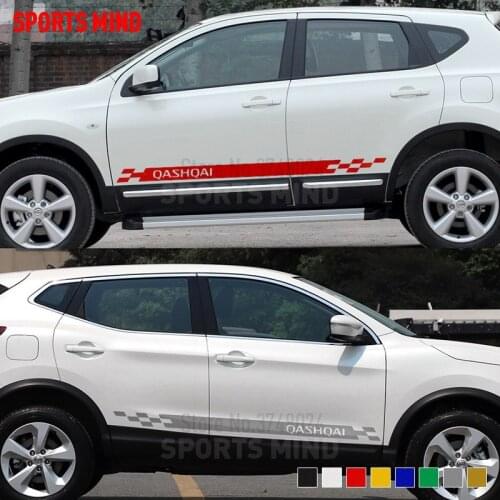 1 Pair Vinyl Car Styling For Nissan Qashqai Nismo JDM Auto Accessories Racing Graphic Stripes Car Door Side Stickers Decals