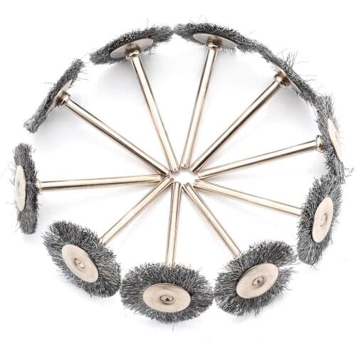 10Pcs/Set Copper Steel Wire Wheel Polish Brushes 25mm Diameter For Rotary Grinder Accessory Tool Wire Brush Polishing Kit