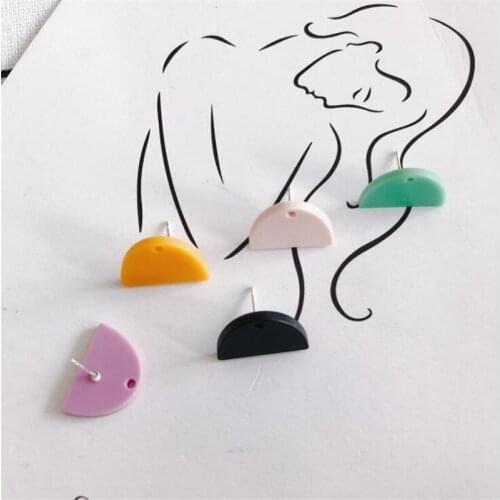 10pcs/lot new creative acrylic matte half round charm connectors for diy stud earrings craft resin jewelry making accessoriesl
