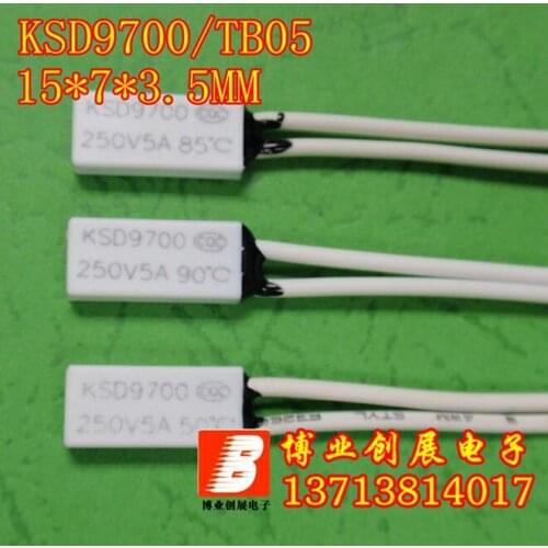 10pcs/TB05/KSD9700 Small volume Thermal protector 45 Degrees Celsius Normally closed (N.C) 5A250V Temperature control switch