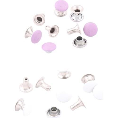 100 sets/lot Rivets Round Double Cap Rivets Stud 7*8mm Purple/White for Bag Leather Belt Shoes Leather Garment Accessories