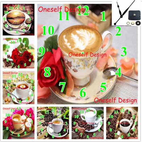 5d diamond embroidery coffee home decortion wall sticker diamond painting cross stitch with Mechanical clock diamond mosaic sale