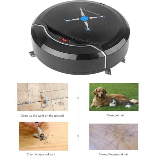 9 Inch USB Rechargeable 360 Degree Smart Sensor Robot Cleaner with Max Power Suction,Slim Design and Quiet RoboticSweeper(Black)