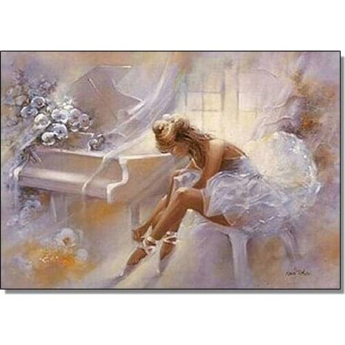 Diamond Painting Cross Stitch Ballerina girl Diamond Embroidery piano picture 5d round diamond mosaic pink rose patten