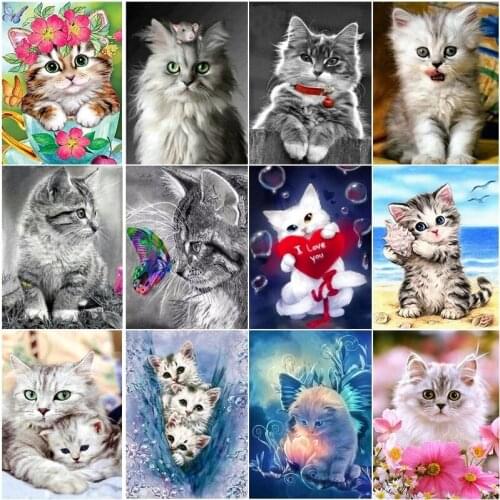 5D DIY Diamond Painting Animal Cat Series Square/Round Diamond Embroidered Mosaic Animal Home Decoration Cross Stitch Crafts Set