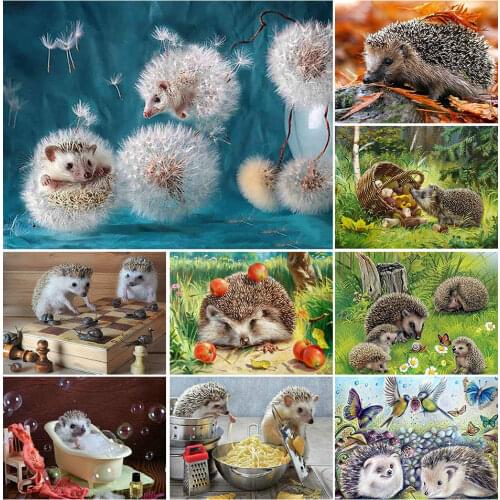5D DIY Diamond Painting Animal Cute Hedgehog &Dandelion Cross Stitch Full Square Diamond Embroidery Mosaic Picture Rhinestones