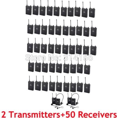 High quality Takstar UHF-938/UHF 938 UHF Wireless Tour Guide System 50m Operating Range 2 Transmitters+50Receivers+50 earphones