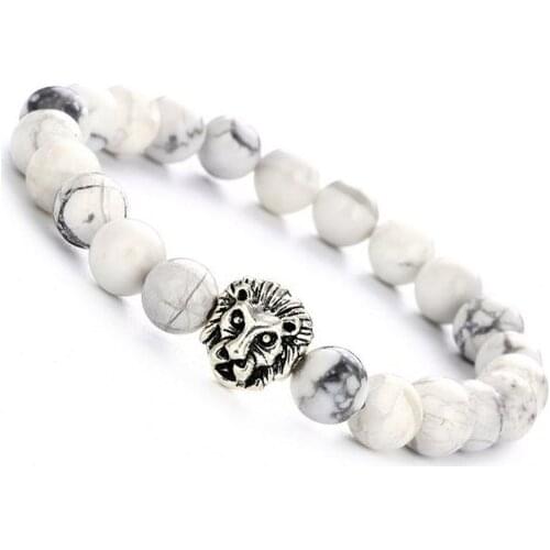 8mm leopard copper hdf2 white Howlite Onyx Yoga elastic thread adjusted bead nature Stone Bracelet men women Bangles