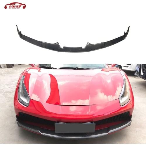 Dry Carbon Fiber Material Front Bumper Lip Chin Spoiler FRP Unpainted Black Bumper Cover case for Ferrari 488 N Style 2015-2018