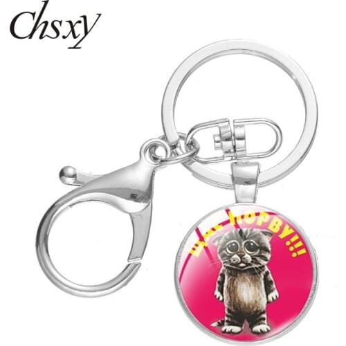 CHSXY Anime Funny Wolf Dog Lobster Clasp Keychain 3D Print Glass Key Chain CCCP USSR Soviet Men Women Jewelry Gift Accessories