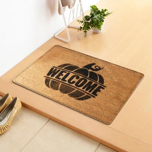 Welcome Doormat Halloween Pumpkin Velvet Carpet Halloween Letter Printed Non-Slip Indoor Outdoor Floor Mat