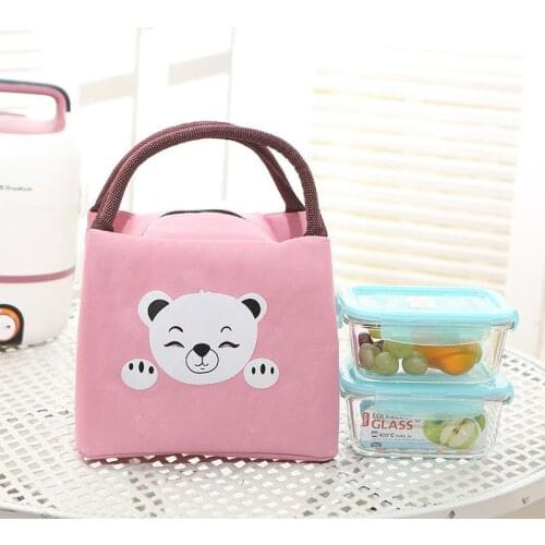 1pc cartoon canvas Lunch Box Bag Food Fresh Keep Waterproof Travel Picnic case Thermal Insulated Fashion Storage Bags for kids