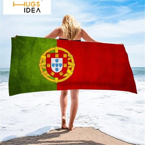 HUGSIDEA Shower Towel Fashion Swimming Yoga Blankets Kids Adults Portugal Flag Print Travel Face Towels Absorbent