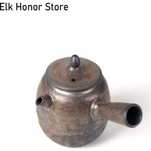 200ml Retro Handmade Sprinkle Gold Glaze Ceramic Teapot Kung Fu Tea Dahongpao Master Pots Household Accessories Gift Packaging