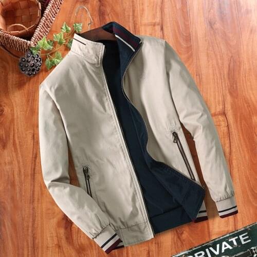 Man Slim Baseball Reversible Clothing Spring Mens Bomber Jackets Fashion Men Outwear Windbreaker Stand Collar Jacket