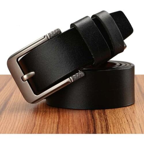 Mens Belts Cowhide Genuine Leather Belts Pin Buckle Belts for Men Jeans Cowskin Strap Waistbands Male cintos ceinture