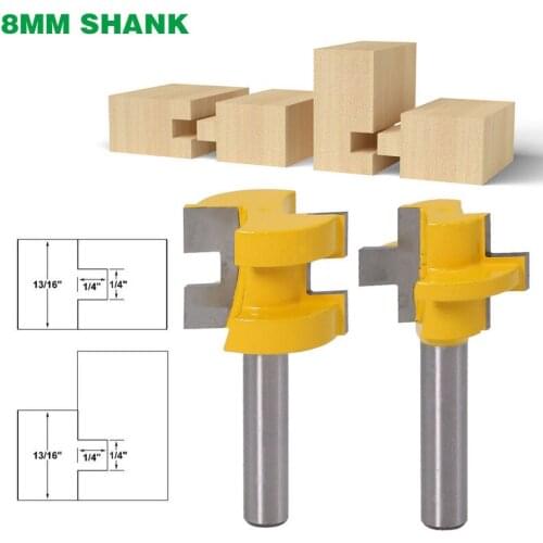 2Pcs 8mm Shank Milling Cutter Set T-Slot Square Tooth Tenon Carving Knife Router Bits Woodworking Carving Accessories