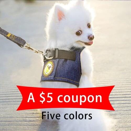 Vest Harness Leash Adjustable Comfortable Cowboy Vest Dog Harness Collar Chest Strap Leash Harnesses With Traction Rope S/M/L